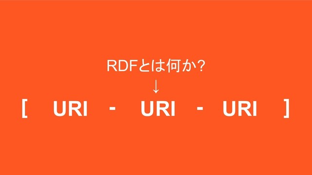 RDFとは何か?
↓
[ - - ]
URI URI URI
