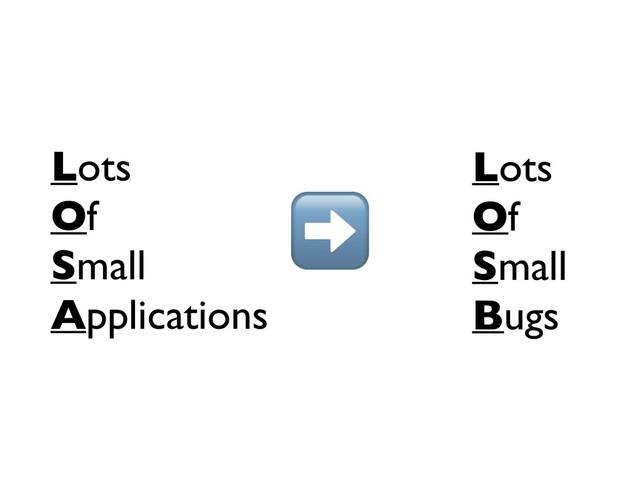 Lots
Of
Small
Bugs
Lots
Of
Small
Applications

