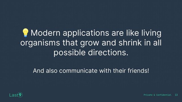 💡Modern applications are like living
organisms that grow and shrink in all
possible directions.
And also communicate with their friends!
13
