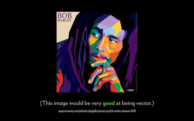 wpapcommunity.com/site/index.php/gallery/musisi-jazz/bob-marley-rastaman-2048
(This image would be very good at being vector.)
