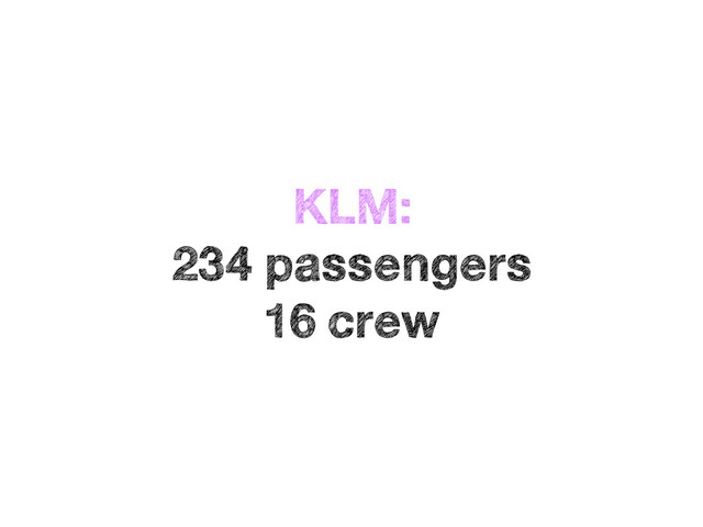 KLM: 
234 passengers
16 crew
