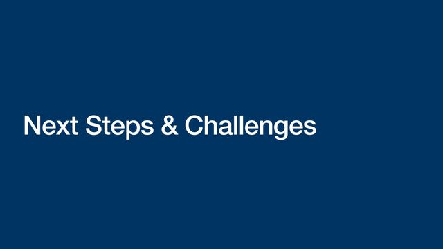 Next Steps & Challenges
