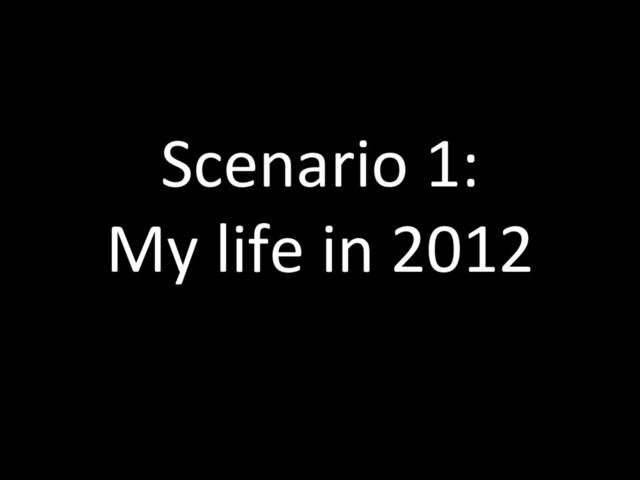 Scenario 1:
My life in 2012

