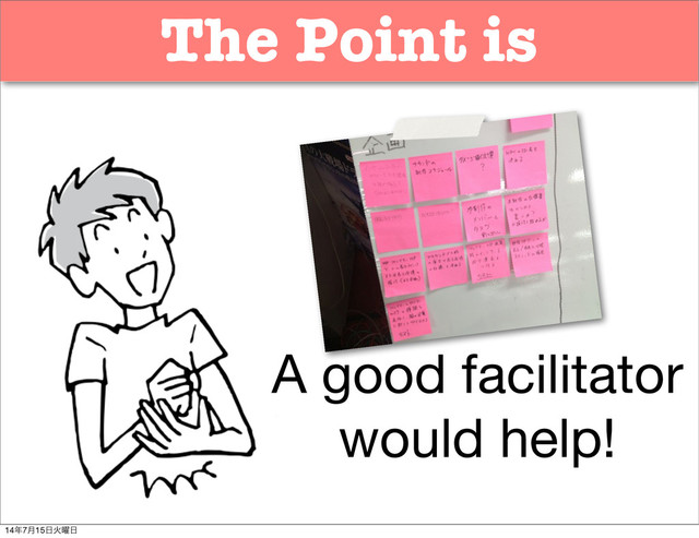 The Point is
A good facilitator
would help!
14೥7݄15೔Ր༵೔
