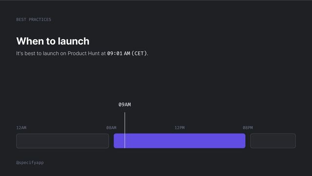 When to launch
It's best to launch on Product Hunt at .
