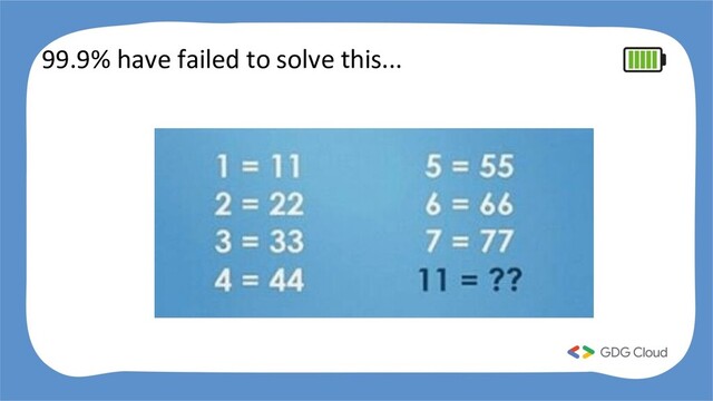 99.9% have failed to solve this...
