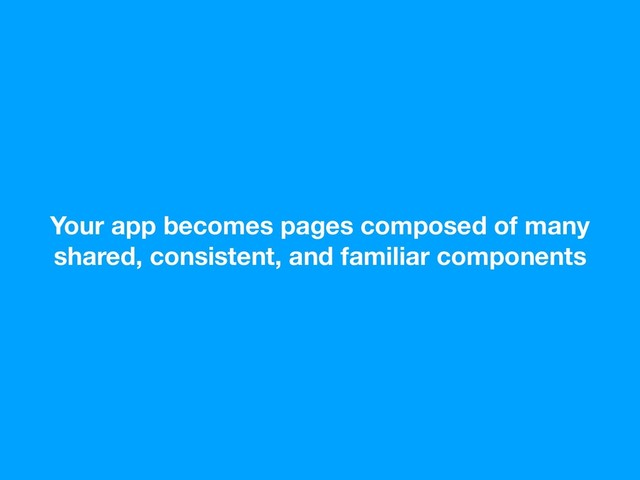 Your app becomes pages composed of many
shared, consistent, and familiar components
