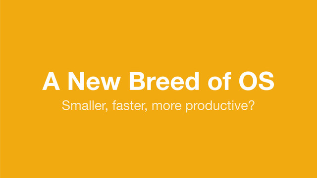 A New Breed of OS
Smaller, faster, more productive?
