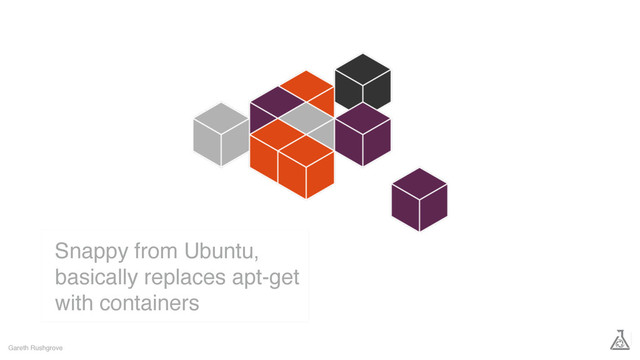 Gareth Rushgrove
Snappy from Ubuntu,
basically replaces apt-get
with containers
