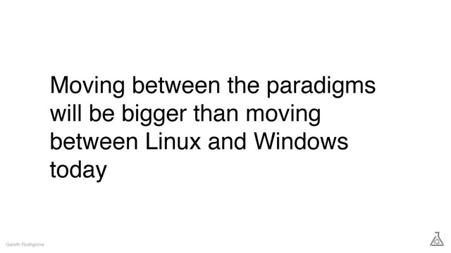 Moving between the paradigms
will be bigger than moving
between Linux and Windows
today
Gareth Rushgrove
