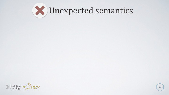 Unexpected semantics
34
