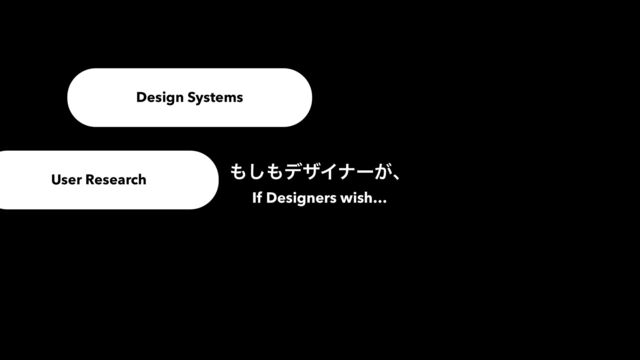 If Designers wish…
Design Systems
΋͠΋σβΠφʔ͕ɺ
User Research

