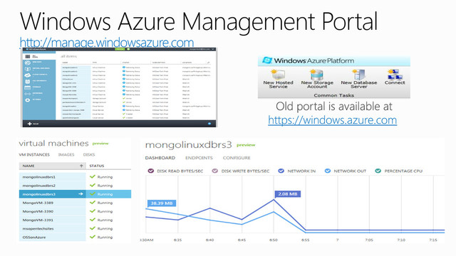 Windows Azure Management Portal
http://manage.windowsazure.com
https://windows.azure.com
