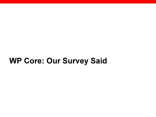 WP Core: Our Survey Said
