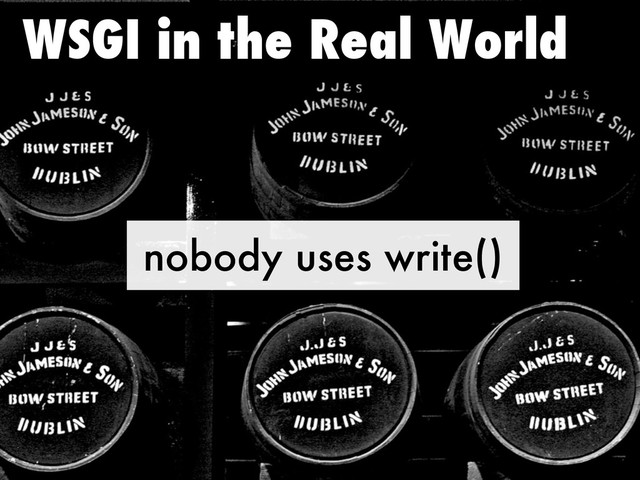 nobody uses write()
WSGI in the Real World
