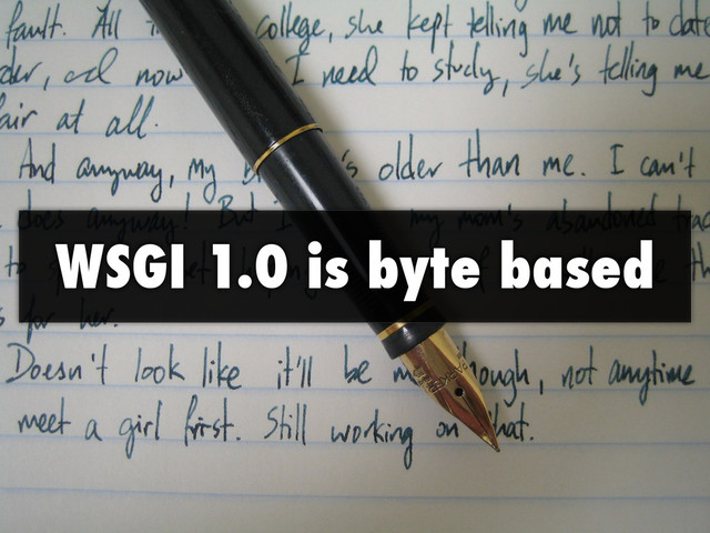 WSGI 1.0 is byte based
