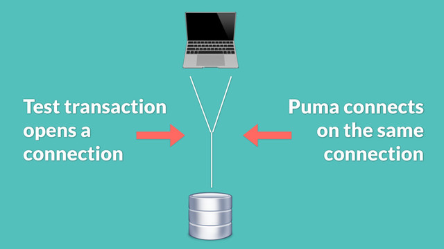 
Puma connects
on the same
connection
Test transaction
opens a
connection
