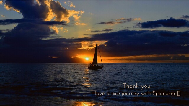 Thank you
Have a nice journey with Spinnaker 