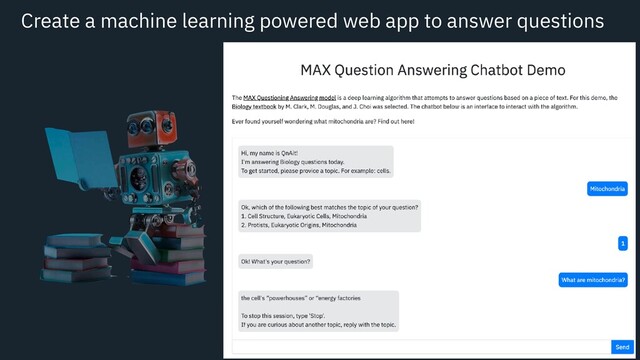 Create a machine learning powered web app to answer questions
