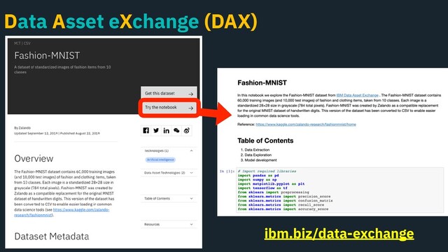 Data Asset eXchange (DAX)
ibm.biz/data-exchange

