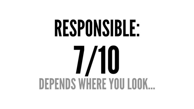 RESPONSIBLE:
7/10
DEPENDS WHERE YOU LOOK...
