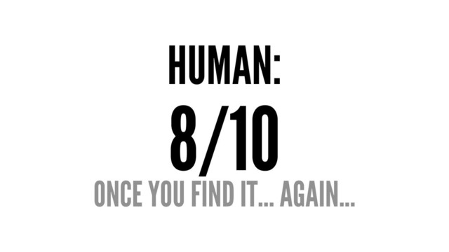 HUMAN:
8/10
ONCE YOU FIND IT... AGAIN...

