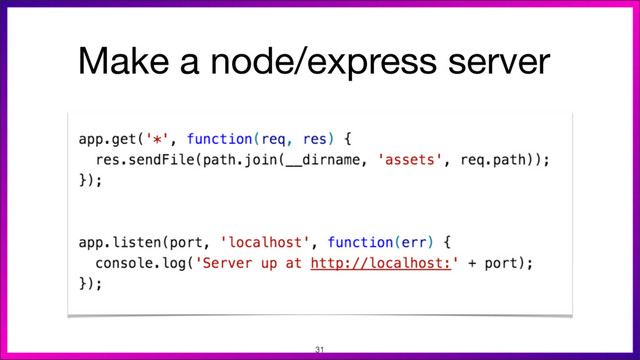 Make a node/express server

31
