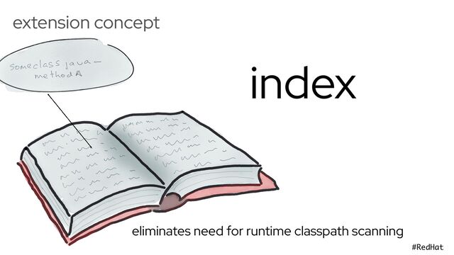 @holly_cummins @geoand86
#Quarkus #RedHat
extension concept
index
eliminates need for runtime classpath scanning
