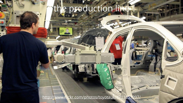 the production line
http://www.ﬂickr.com/photos/toyotauk/4711057997/
