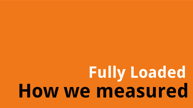 How we measured
Fully Loaded

