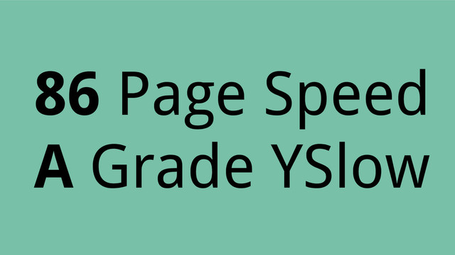 86 Page Speed
A Grade YSlow
