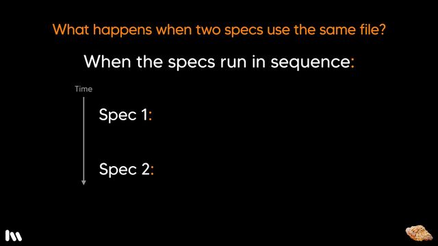 Let’s start by looking at two specs running in sequence. 

In this example, Spec 1…

