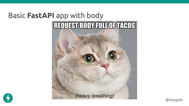 Basic FastAPI app with body
@tiangolo
