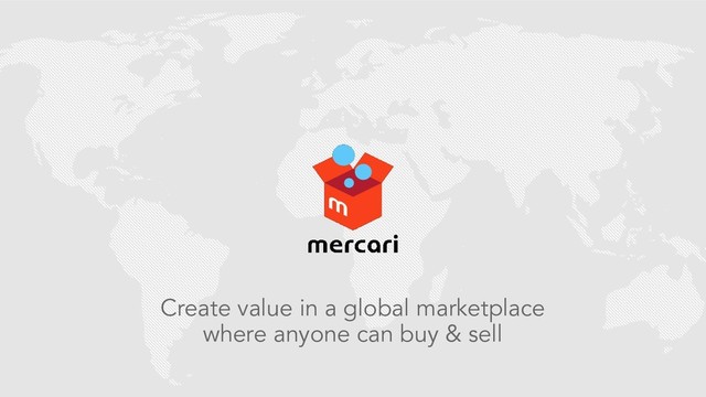 Create value in a global marketplace
where anyone can buy & sell
