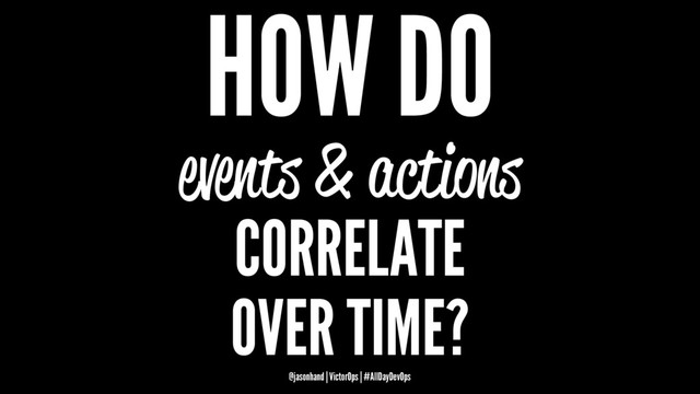 HOW DO
events & actions
CORRELATE
OVER TIME?
@jasonhand | VictorOps | #AllDayDevOps
