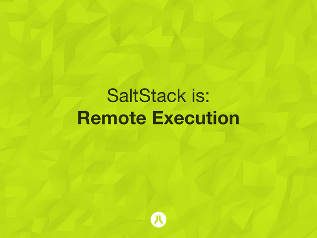 SaltStack is:
Remote Execution
