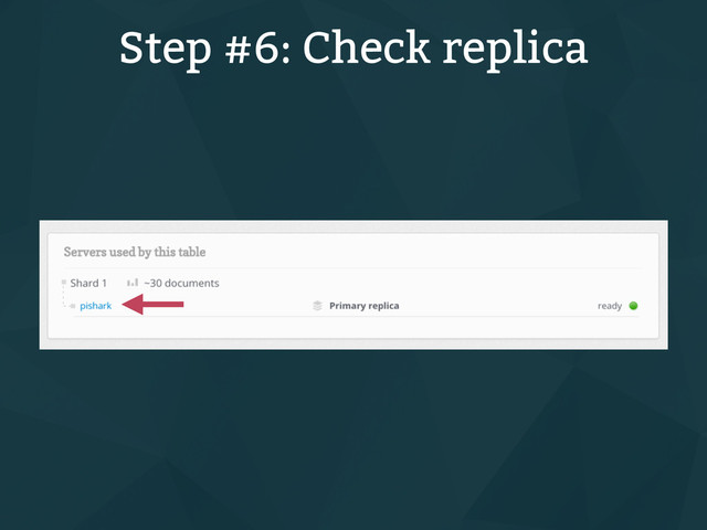 Step #6: Check replica
