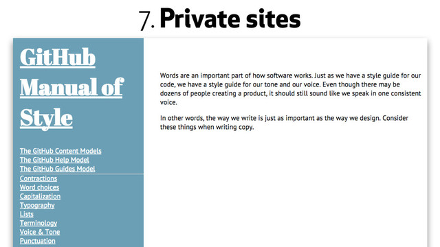 7. Private sites
