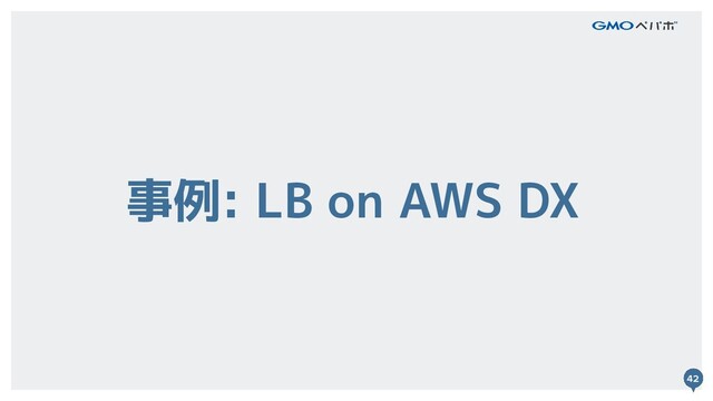 42
42
事例: LB on AWS DX
