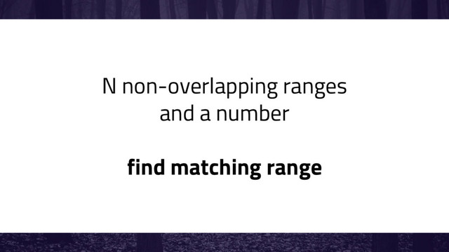 N non-overlapping ranges
and a number
find matching range
