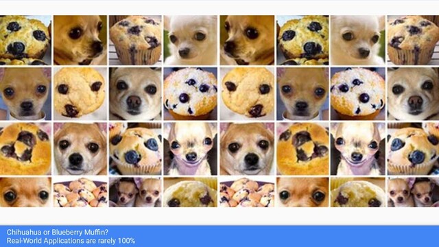 Chihuahua or Blueberry Muﬃn?
Real-World Applications are rarely 100%
