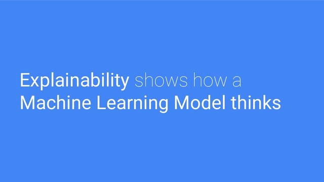 Explainability shows how a
Machine Learning Model thinks

