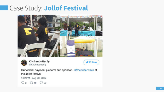 Case Study: Jollof Festival
31
