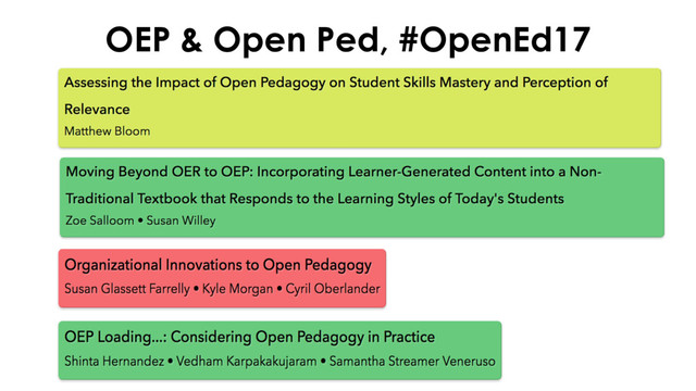 OEP & Open Ped, #OpenEd17

