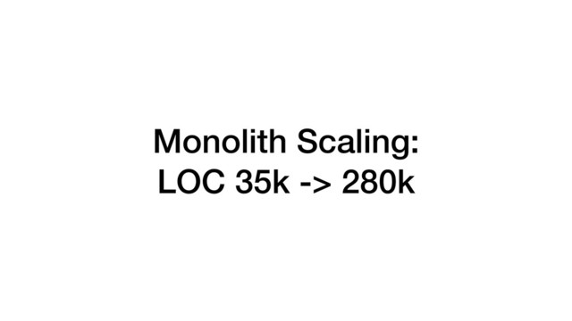 Monolith Scaling:
LOC 35k -> 280k
