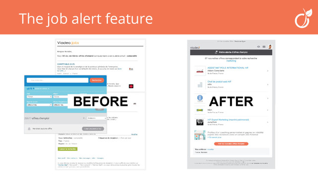 The job alert feature
BEFORE AFTER
