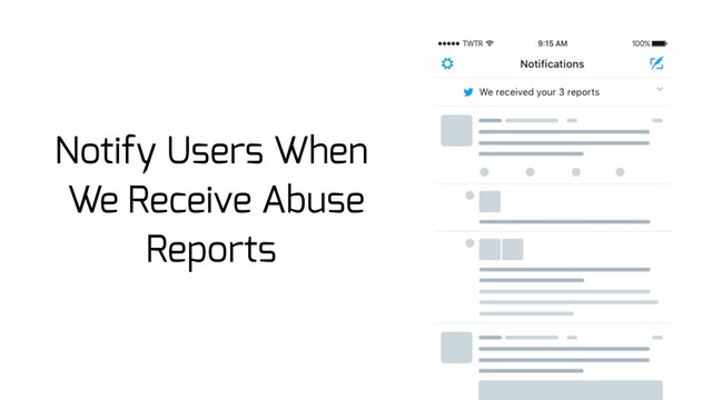 Notify Users When
We Receive Abuse
Reports
