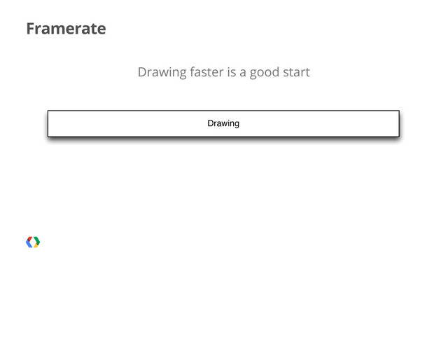 Framerate
Drawing
Drawing faster is a good start
