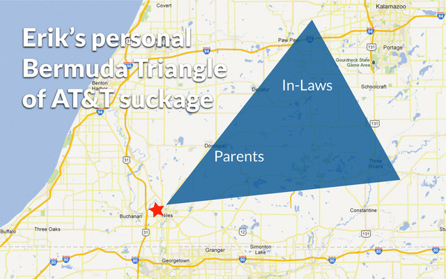 Erik’s personal
Bermuda Triangle
of AT&T suckage
Parents
In-Laws
