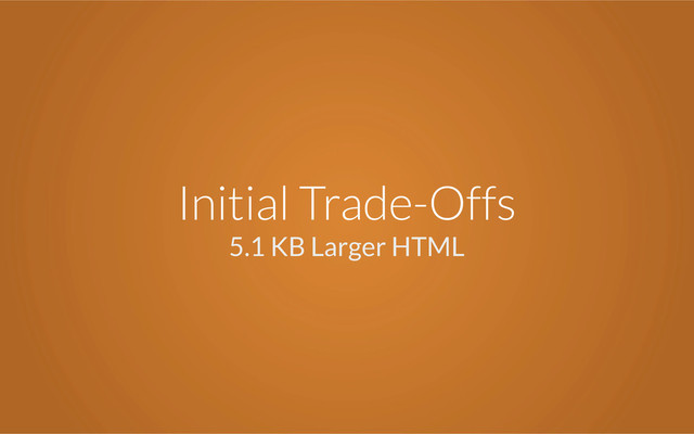 Initial Trade-Offs
5.1 KB Larger HTML
